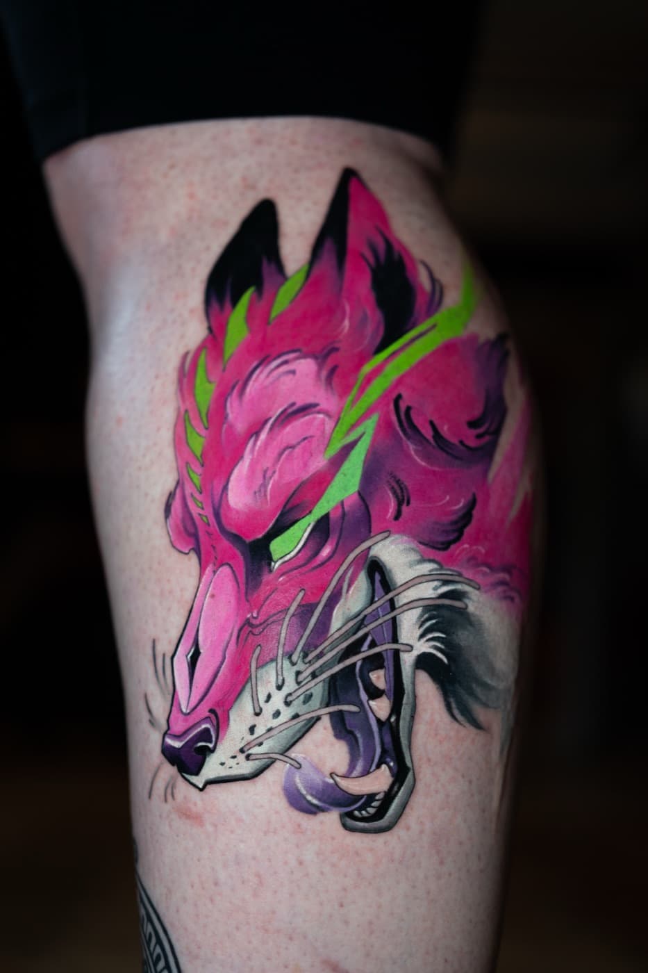 Custom colour illustration tattoo by veda.ink, Brighton