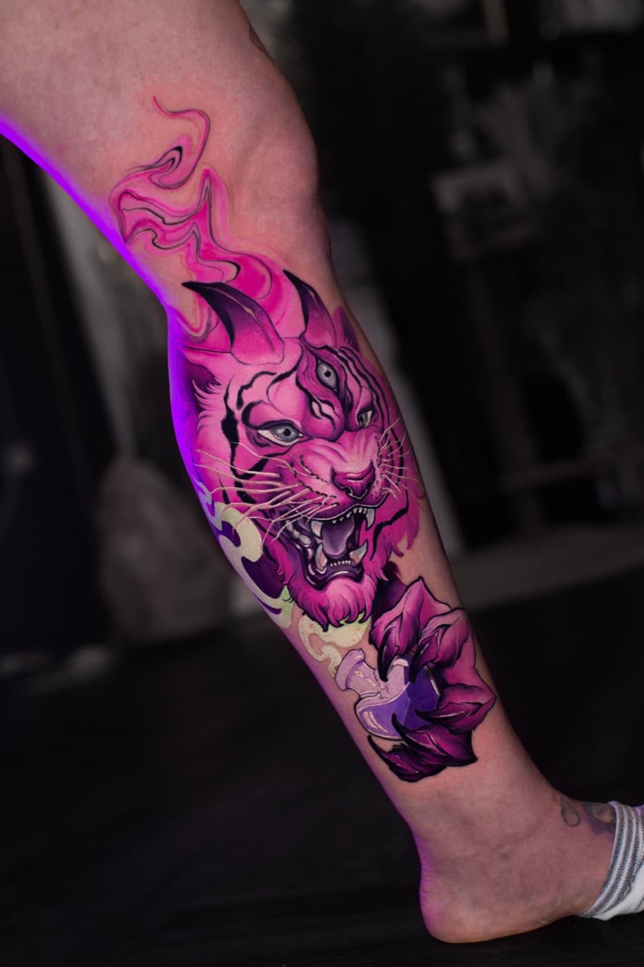 Custom colour illustration tattoo by veda.ink, Brighton